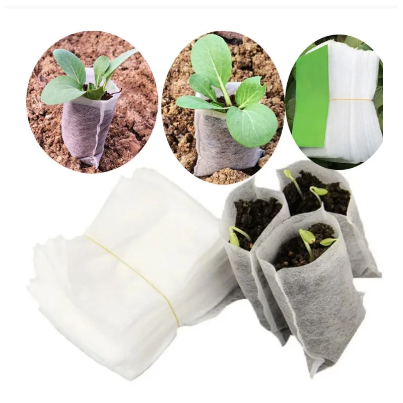 

100pcs Biodegradable Nursery Bag Plant Grow Bags Non-woven Fabric Seeds To Sow Flower Pots for Home Garden Accessories Tools