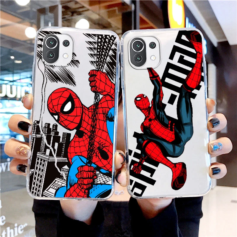 

Marvel hero spider man For Xiaomi 13 Lite 12T 12S 12 11 Ultra 11T 10T 9 Pro 5G Transparent Phone Case Cover