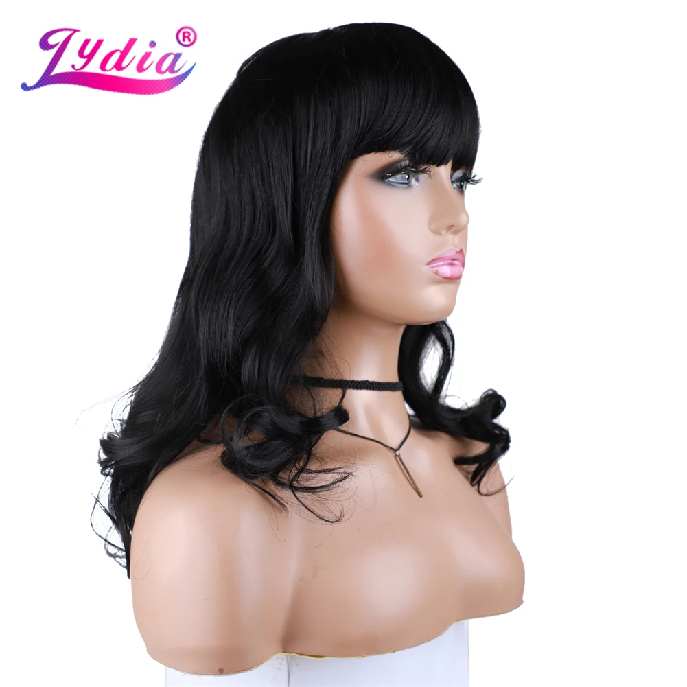 Lydia синтетические парики среднего размера с аккуратной челкой прямые черные
