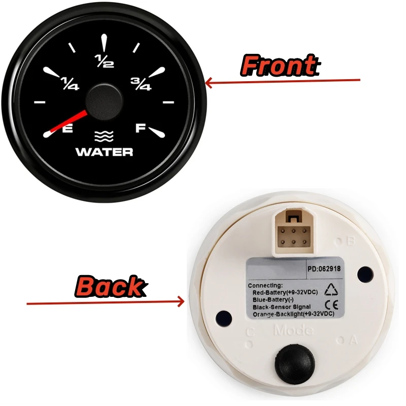 Датчик уровня воды приборная панель с зеленой подсветкой 52 мм 0-190 Ом 240-33 0-180