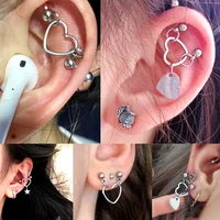 2pc stainless steel heart helix piercing industrial piercing dangle cartilage earrings 16g 20g body pircing helix stud ear pierc