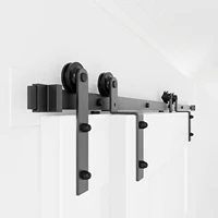 single track bypass sliding barn door hardware kit for double doors heavy duty low ceiling easy mount slide quietly and smoothly