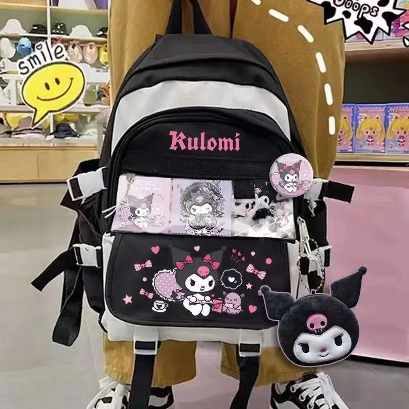 

Школьный ранец Sanrio My Melody Kuromi, рюкзак, сумка на плечо, вместительные сумки аниме Kawaii Cartoon канцелярские принадлежности для школьников Jk