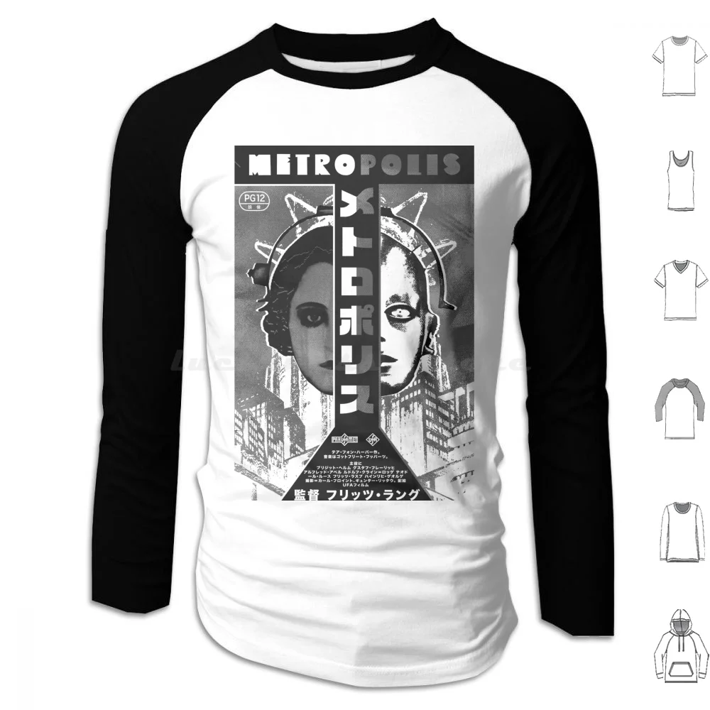 Винтажный Японский постер с капюшоном и длинным рукавом