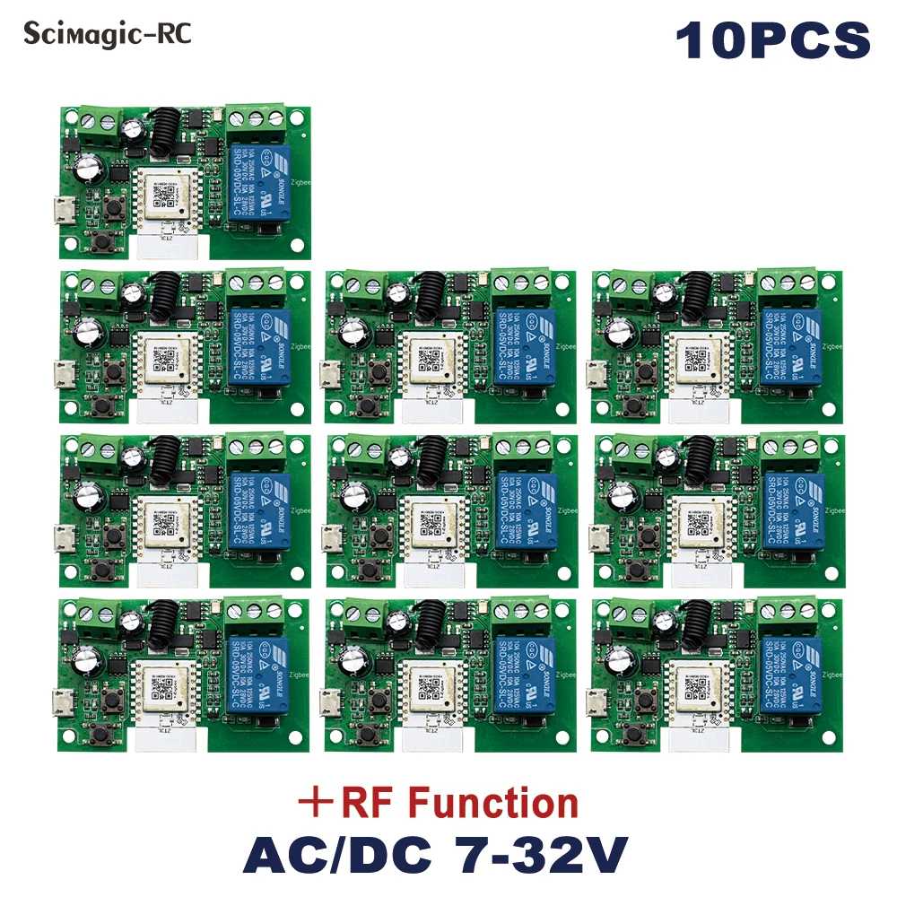 

10PCS Tuya Zigbee Smart Switch RF Control 7-32V 85-250V 1CH Smart Home Breaker Sensor Intelligent Module Relay With No Shell