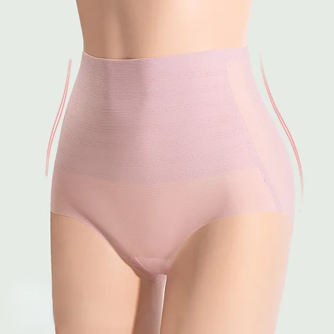 Seamless Thin Ice Silk Women's Panties High Waist Body Shaper Pants Solid Color Underpants Antibacterial Briefs Women Underwear