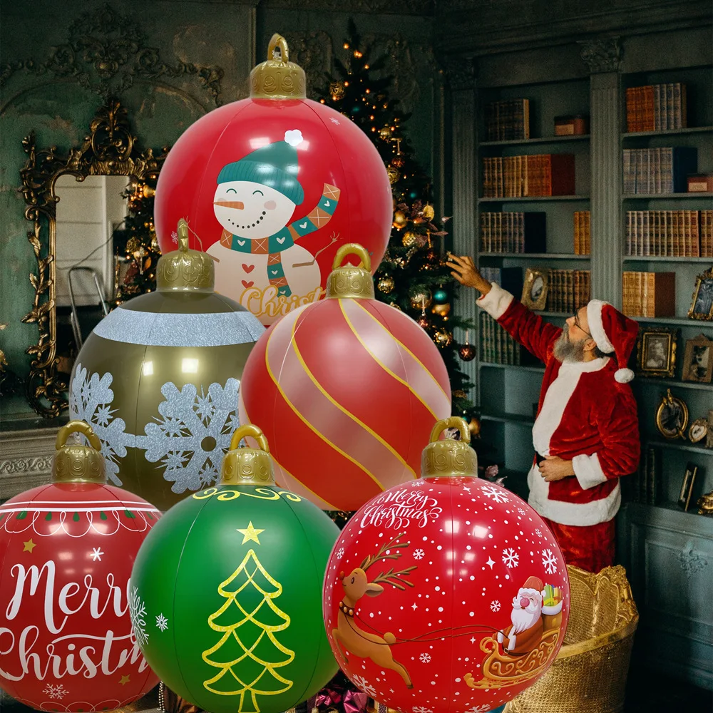 

Светодиодный рождественские надувные Украшенные шарики светильник Рождественская елка украшение из ПВХ светящийся шар для улицы Рождественский Декор подарок 60 см Большие шарики