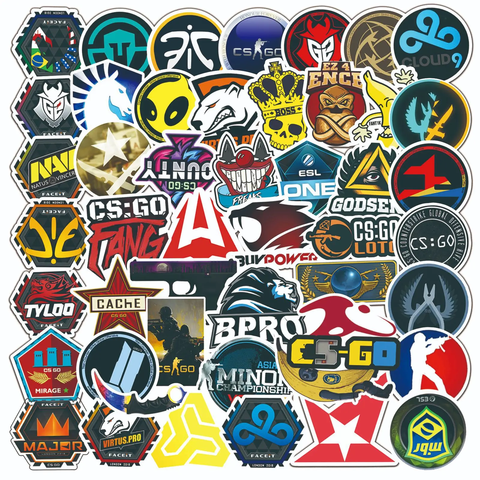 

50PCS Shooting Game CS GO Graffiti Notebook Water Cup Motorcycle Helmet Trolley Case Waterproof Sticker