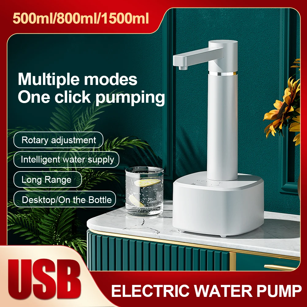 

5-gallon Desktop Water Bottle Dispenser Automatic Water Pump USB Charging Electric Water Dispenser Automatic Off with 1.5m Hose