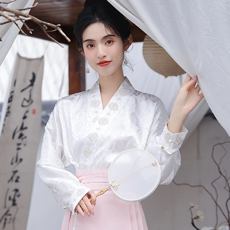 Vest Skirt with Top Long sleeve Autumn Ancient Sle Aircraft Sleeve Hand in Collar Hanfu Shirts New Chinese National S...
