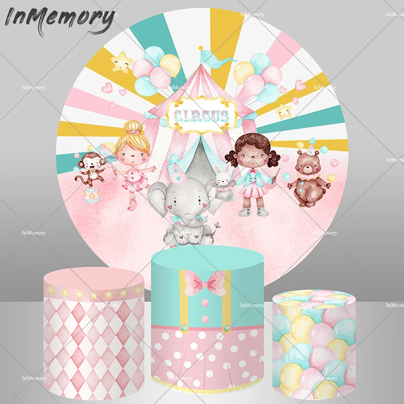 Розовая Круглая Обложка для девочек, день рождения, Круглый тканевый фон, Мультяшные животные, Фотофон, конфеты, стол, цилиндрическая Обложка Розовая Круглая Обложка для девочек, день рождения, Круглый тканевый фон, Мультяшные животные, Фотофон, конфеты, стол, цилиндрическая Обложка