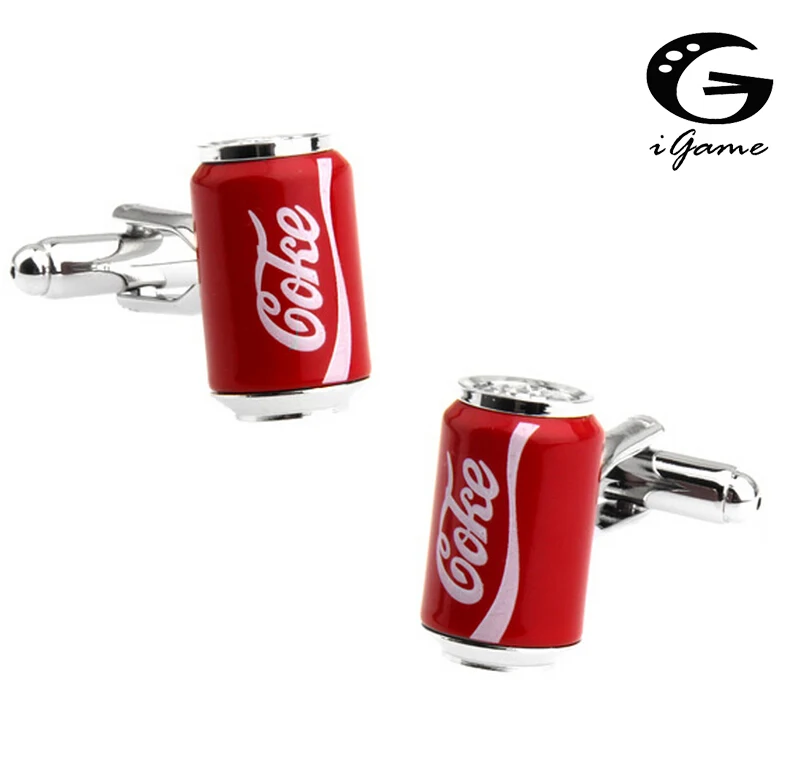 

Cocacola iGame Coke Cans Cuff Links Red Color Cola Design Quality Brass Material French Cuffs Cuff Studs Shirt Buttons