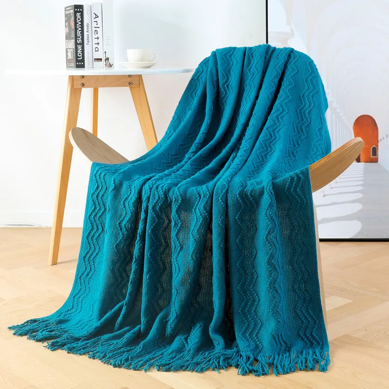 

Повседневное вязаное Полосатое одеяло для дивана, однотонная шаль с кисточками, одеяла сиеста, мягкие удобные одеяла для дивана, шарф, одеяла для кровати