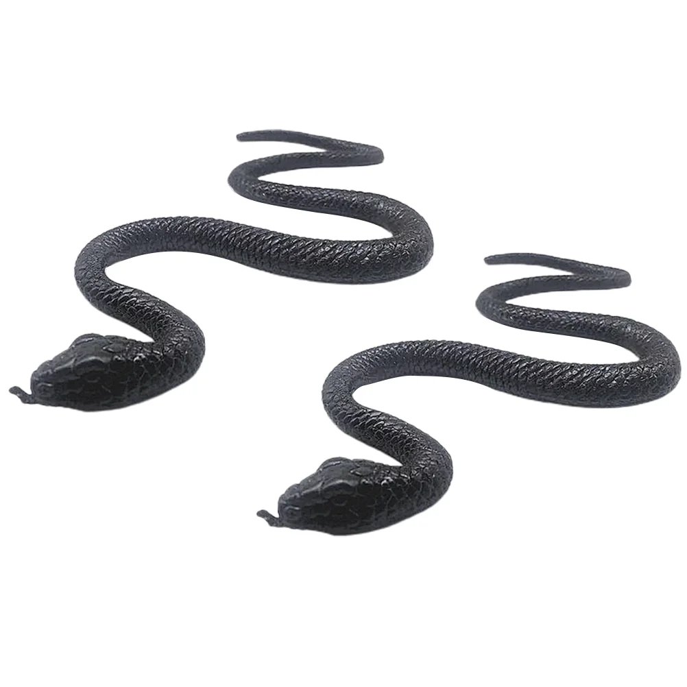 

2 Pcs Desktop Decors Party Props Snake Toys Scary Snake Models (Black)