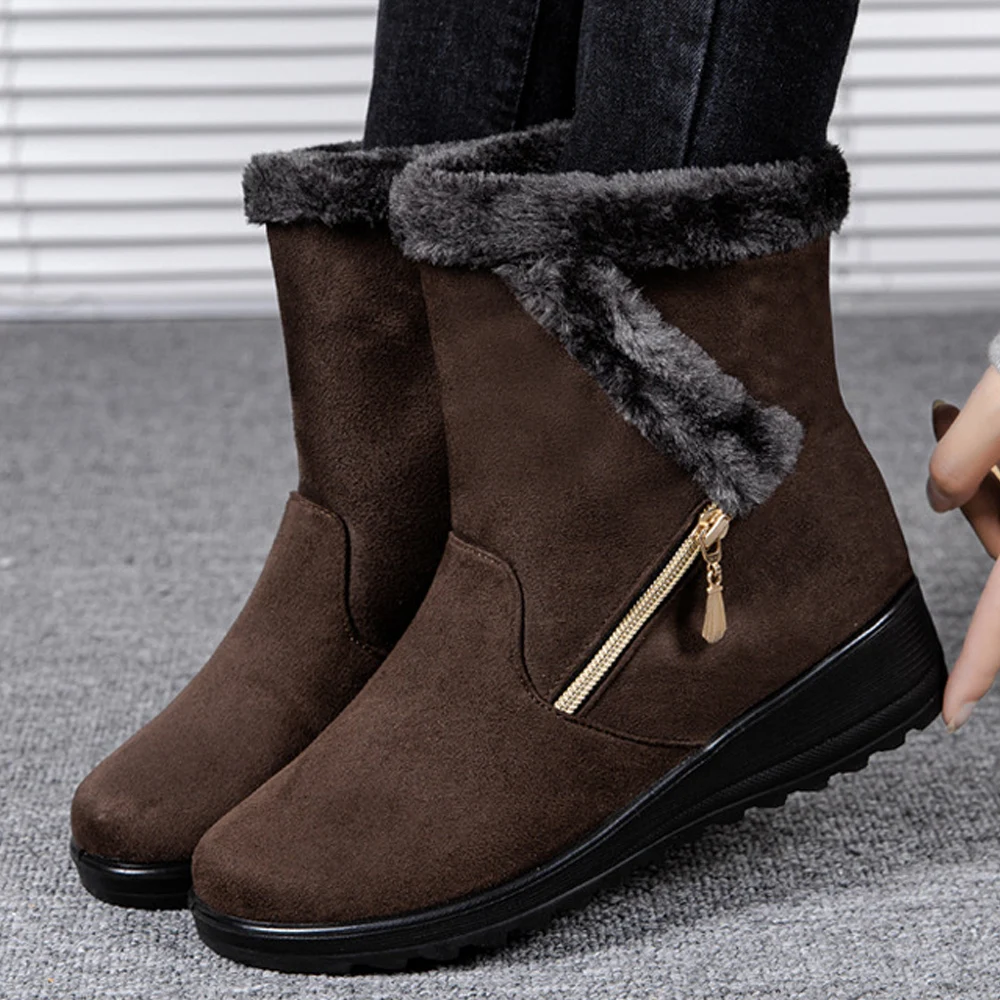 Women Boots Warm Fur Snow Boots Fashion Casual Women Shoes Plus Size Ankel Boots Non-Slip Female Boots