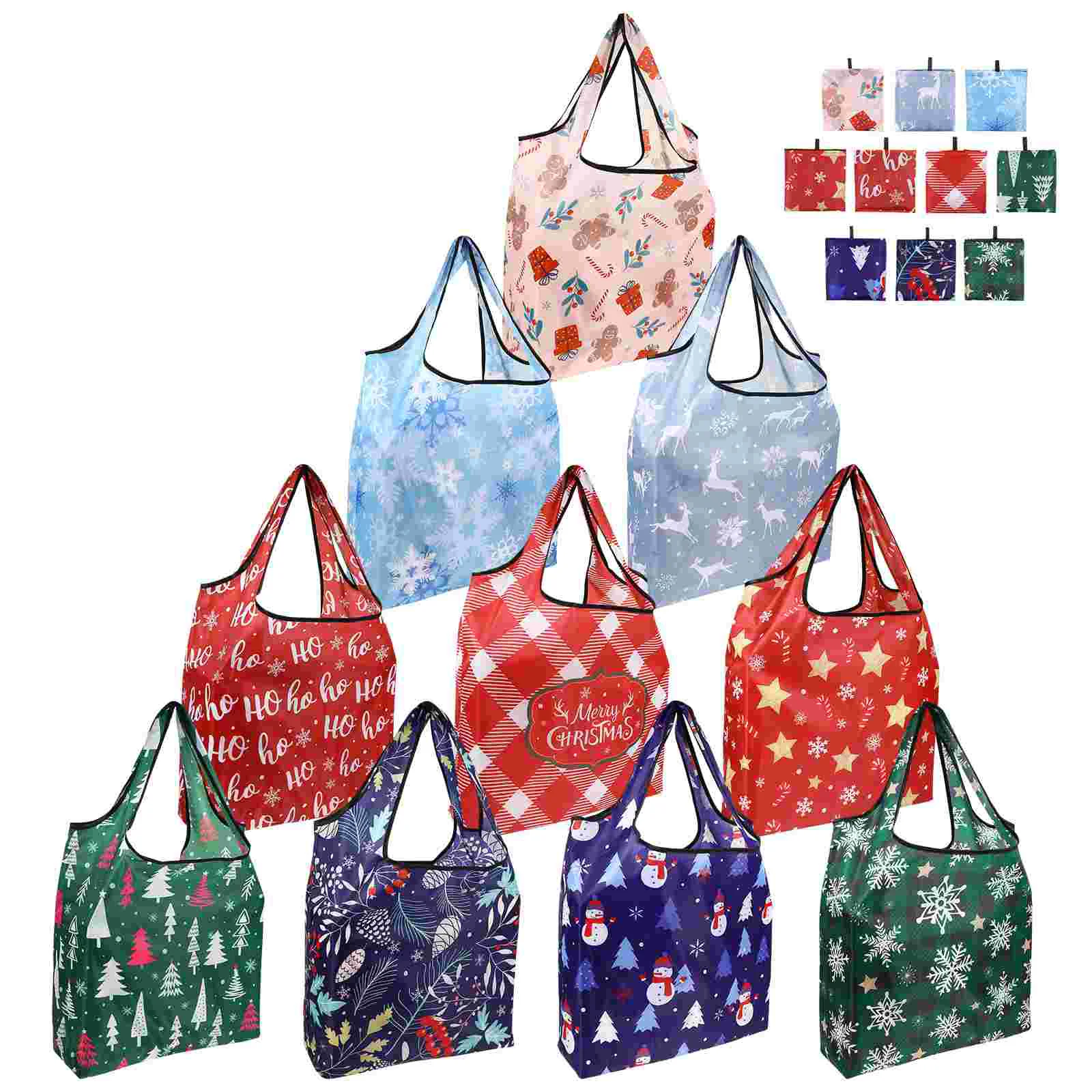 

Shoppingchristmas Tote Grocery Reusable Portable Gifthandles Folding Large Bulkcandy Cloth Shopper Capacity Shoulder Recyclable