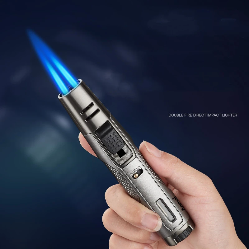 Windproof Torch Double Jet Lighter Metal Butane Gas Cigar Candle Lighters Inflated Gadgets Gift