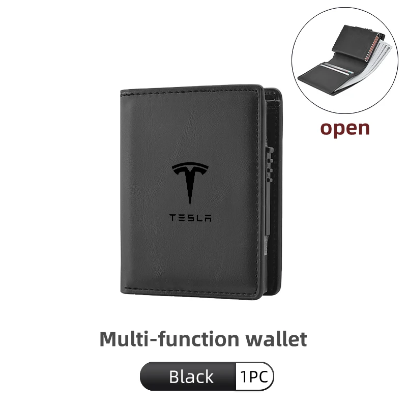 

Автомобильный кожаный всплывающий кошелек с RFID-блокировкой, металлический двойной чехол для карточек для Tesla Model 3 Y S X 2021, Roadster Cybertruck Juguete