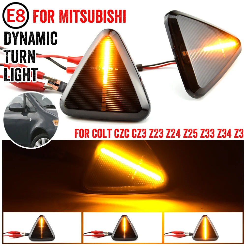 

2X For Mitsubishi Colt CZC CZ3 Z23 Z24 Z25 Z33 Z34 Z3 2004-2012 Smoke lens Dynamic LED Side Marker Light Turn Signal Lamp