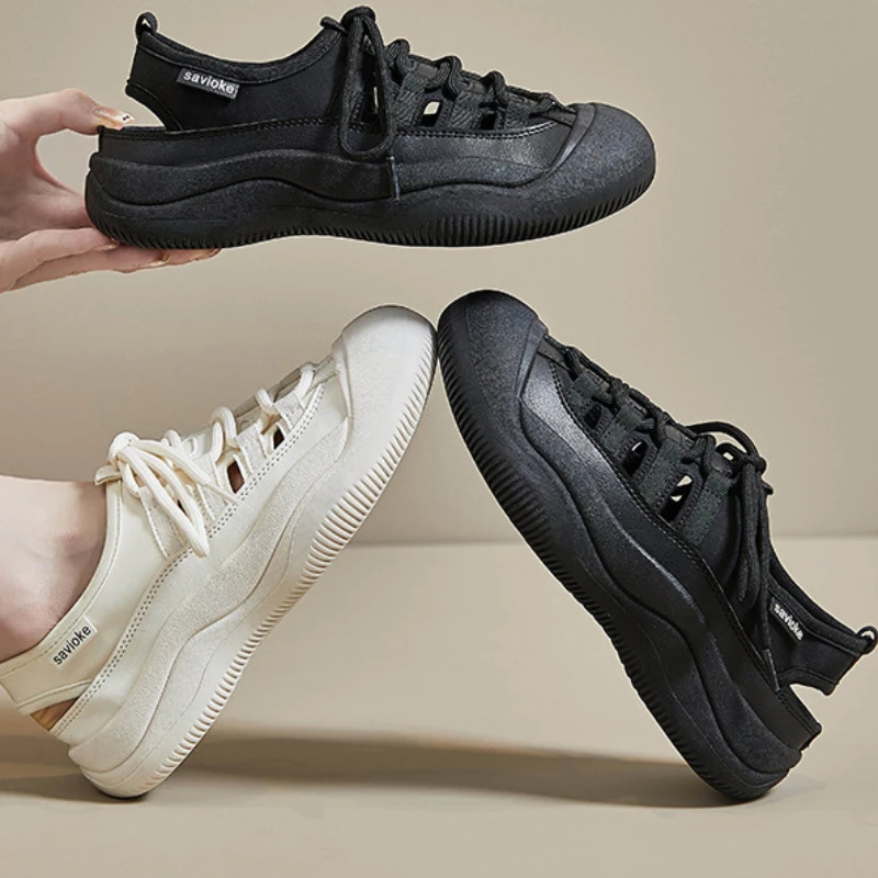 

Summer Fashion New Women's Casual Breathable Flat Shoes Comfortable Hollow Vulcanized Solid Color Canvas Sneakers
