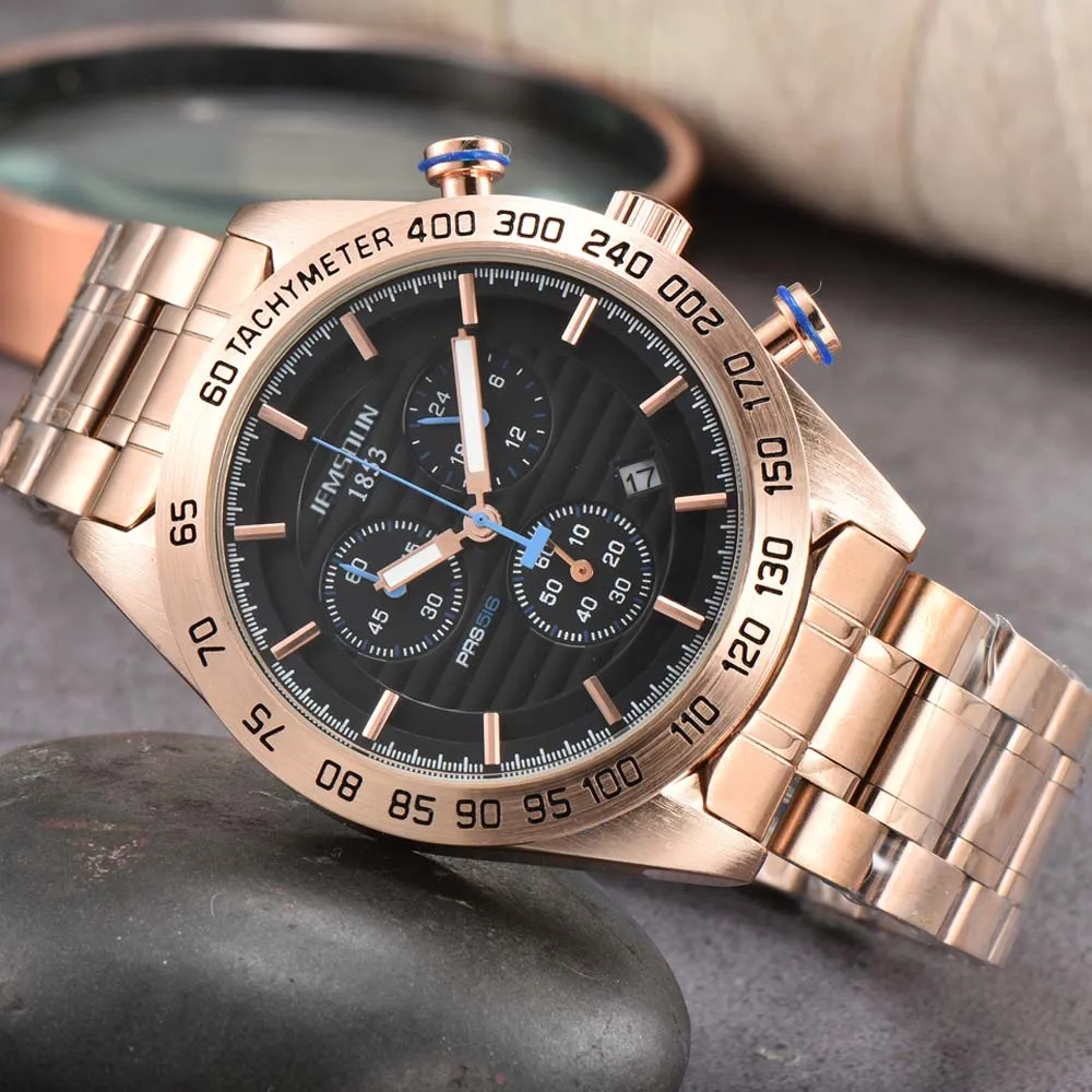 

Top PRS516 Original Brand Watches for Mens Classic Multifunction Steel Quartz Watch Luxury Chronograph Automatic Date AAA Clocks