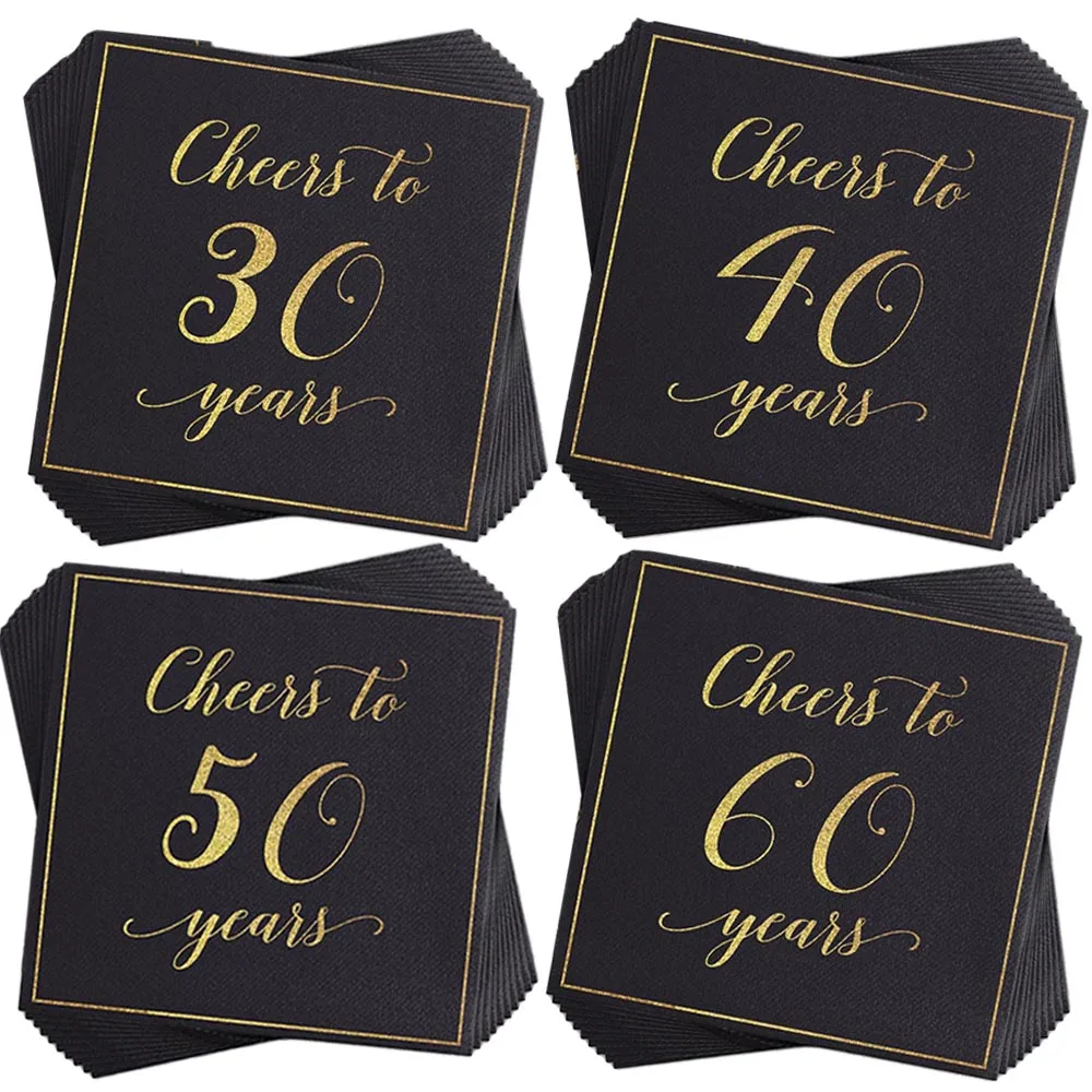 20/40/60 шт. Коктейльные салфетки Вседай 30 40 50 60 серветки на день рождения