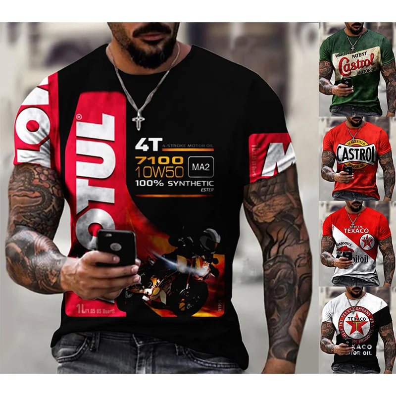

New High Quality Tshirt Drop Shipping T Shirt for Men Brand Design Racing Motorcycles Oil Print T-shirt Streetwear Oversize Tops