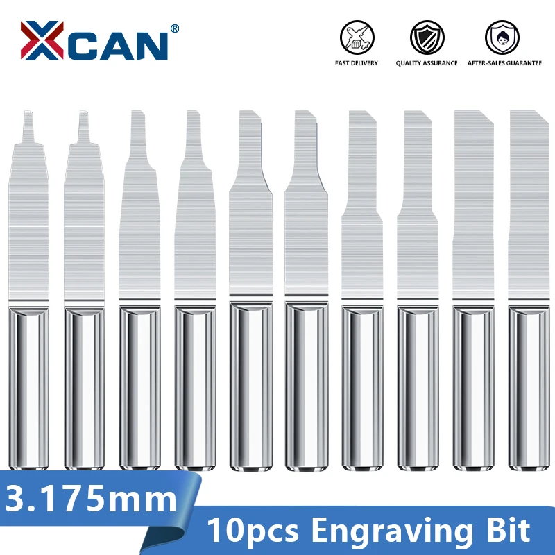 

XCAN PCB Engraving Bits 1/8''Shank Tipped 0.8-3.0mm Carving Bits Carbide End Mill CNC Milling Cutter Router Bit