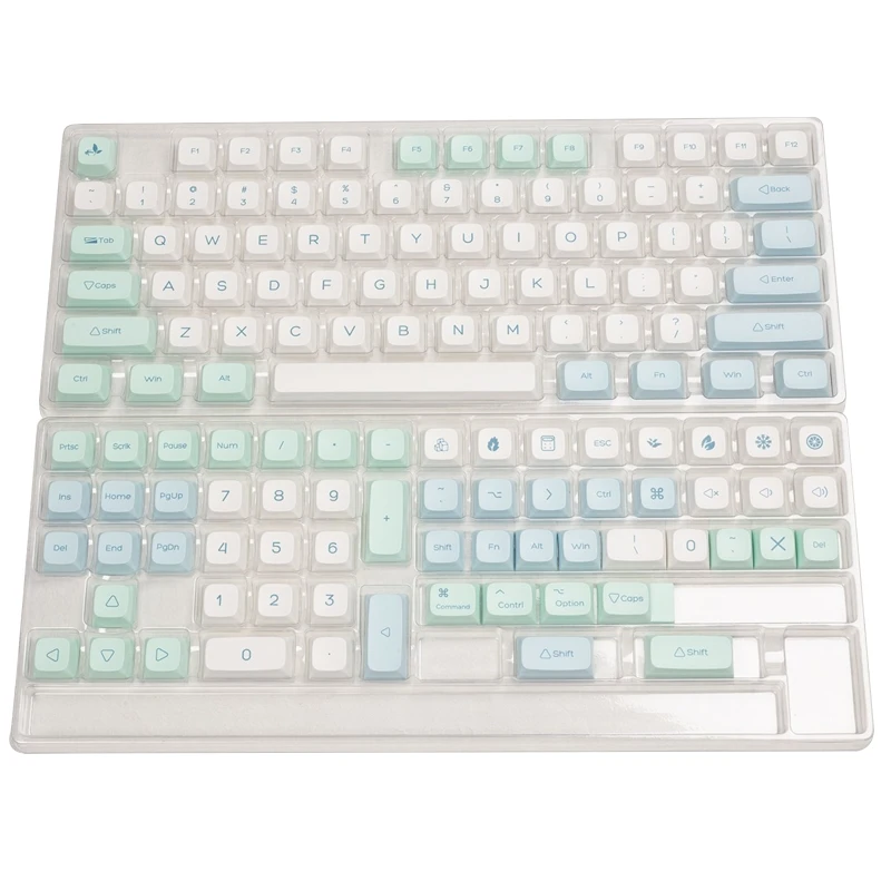 

Ice Crystal Mint Keycaps Dye Sub PBT XDA Keycap for GK61/64/68/75/84/87/96/980/104/108 Mechanical Keyboard 135 Keys Caps