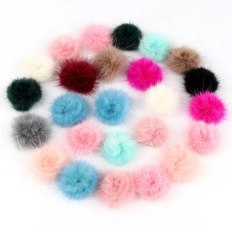 

10pcs/lot 3cm Fur Pompom Real Mink Fur Balls 30mm Mini Pom Poms DIY Pompon Decro For Hats Cap Scarf Gloves Keychain Wholesale