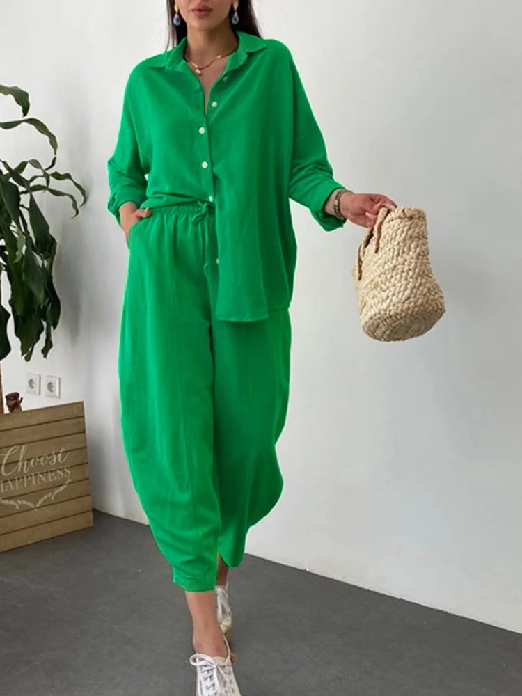 

Mandylandy Women Elegant Tracksuit Pants Two Piece Set Fashion Female Y2K Single Breasted Shirt Top Drawstring Waist Pants