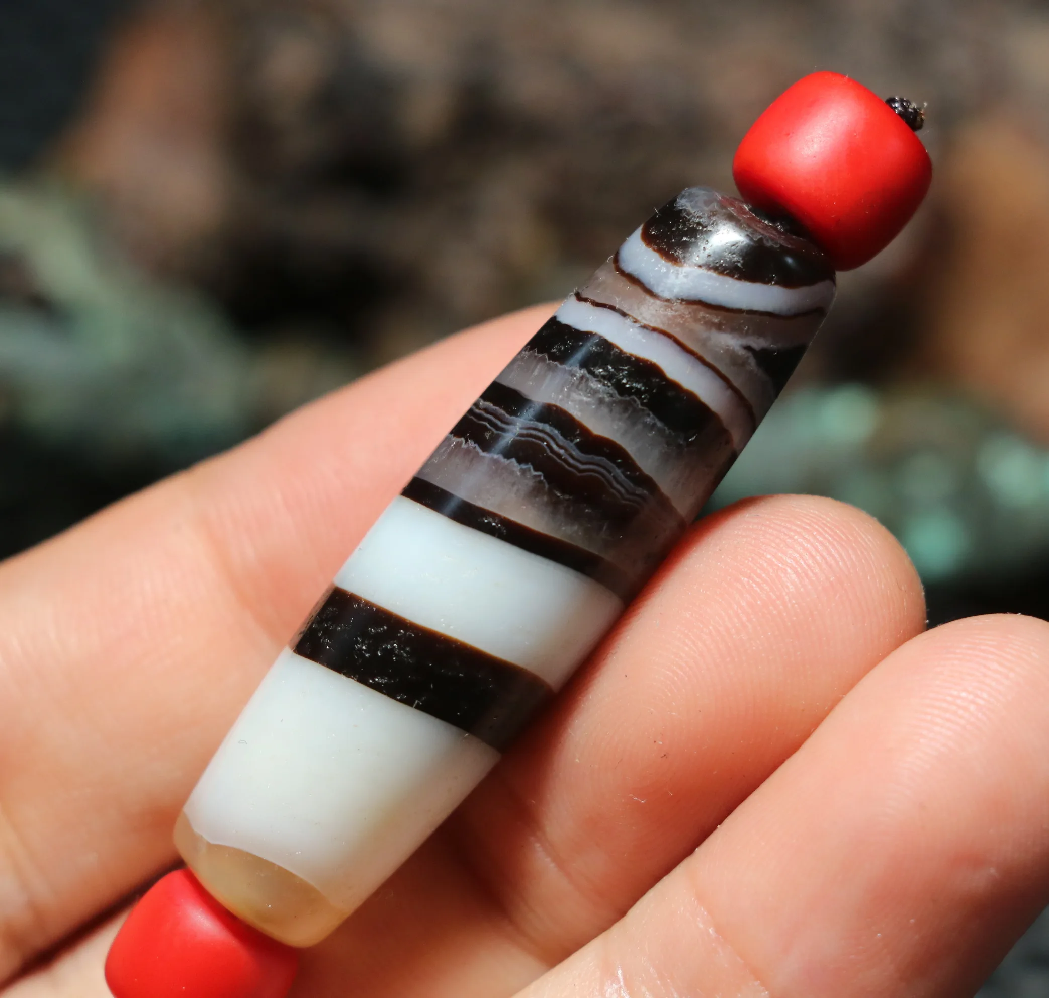 

5A Ultra Energy Tibetan Old Oily Agate Natural Silkworm Wide Lines Be Rich Totem DZi Bead Pendant RT Timestown UPD23823a1