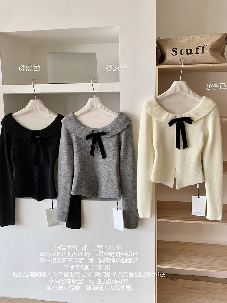 Осень-зима женские пуловеры Shoujo для девочек с длинными рукавами укороченный