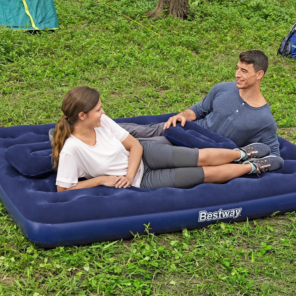 

Bestway Hard Inflatable Mattress-Beam Classic Downy Single Air Bed Double Inflatable Bed for Camping Blue Color Inflatable Matt