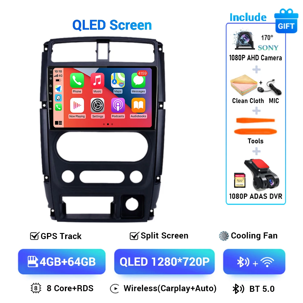 

Автомобильное радио Android 15 Carplay для Suzuki Jimny 3 2005-2016 2017 2018 2019 Мультимедийный плеер GPS Стерео DSP WiFi + 4G Головное устройство