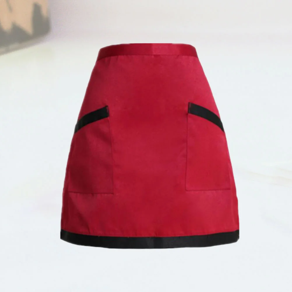 

Smock Apron Cleaning Waist Waitress Aprons Cooking Bib Server Short Grilling Pockets