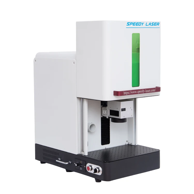 

Gold silver jewelry small rings marking or engraving 20W 30W 50W 60W enclosed fiber laser marking machine with D65 rotary device