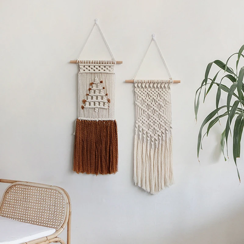 

1pc Bohemian Macrame Tapestry Macrame Wall Hanging Art Handmade Cotton Rope Woven Kids Bedroom Living Room Home Wall Decoration