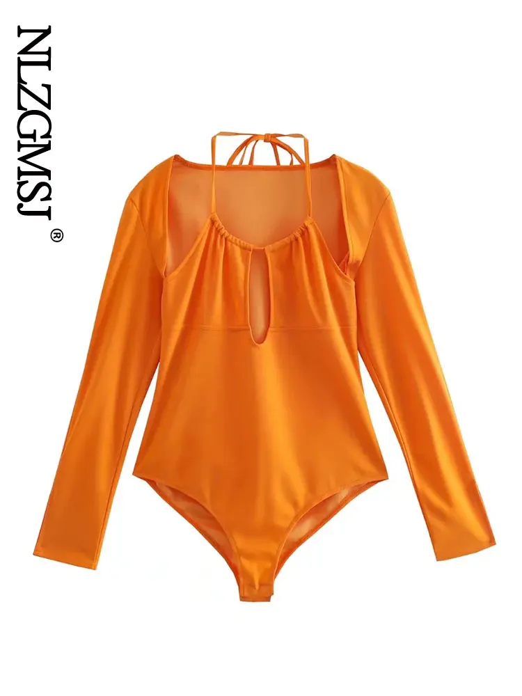 

Nlzgmsj 2022 New Off Shoulder Halter Bodysuit Women Sexy Slim Jumpsuit Romper Girl Bodysuit 202205