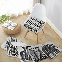 modern black white abstract characters modern style fabric cushion non slip living room sofa decor stool tatami office cushions