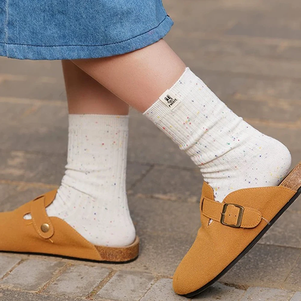 Носки в горошек с героями мультфильмов осенние и зимние удобные мягкие теплые