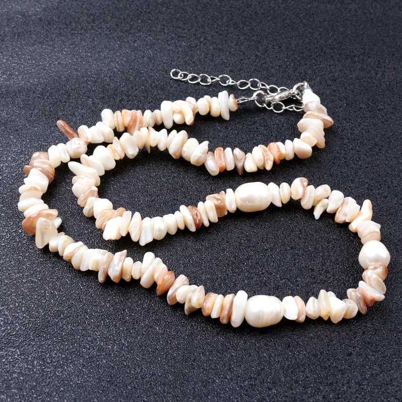 Ожерелье-чокер ручной работы из натуральной ракушки с жемчужными бусинами для