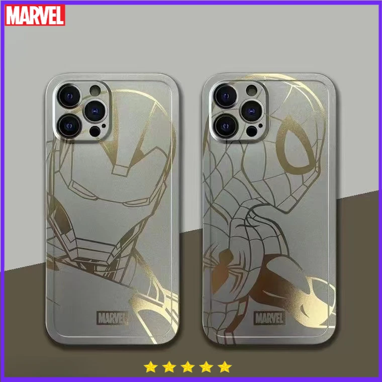 

Marvel Luxury Spiderman Iron Man Mobile Phone Case Cover for Iphone 13 Pro Max Hot Stamping Plating 12 11 XR PLUS X XS Soft Case
