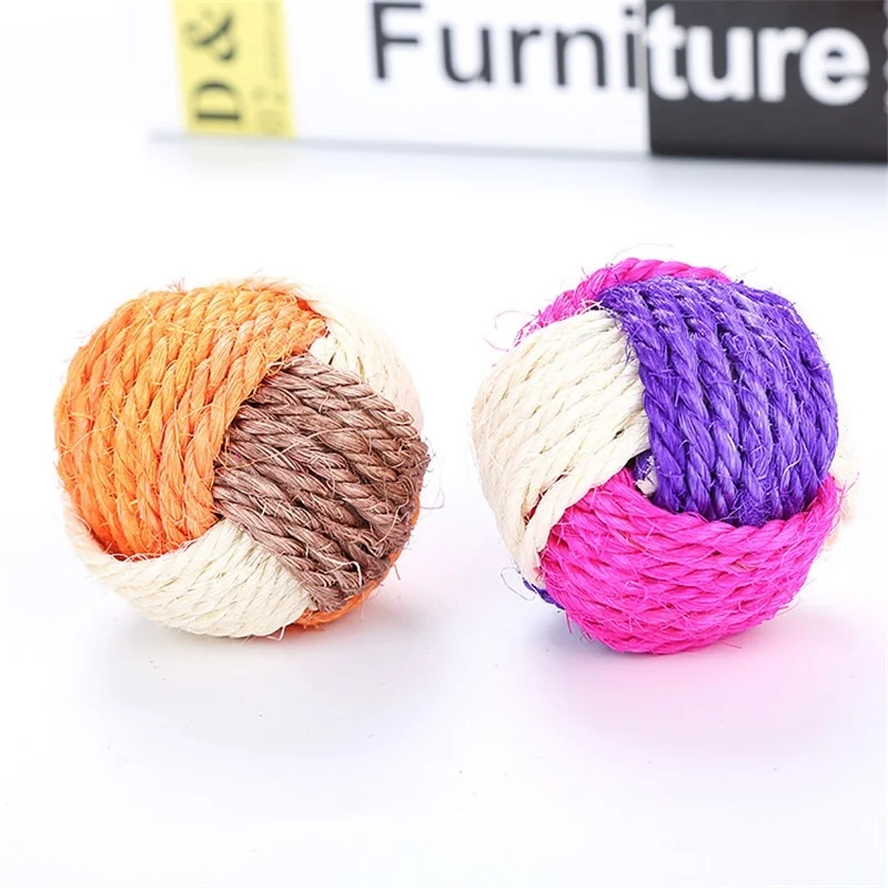 Buy 5pcs Cat Toys Sisal Rope Weave Ball Toy Kitten Teaser Play Chewing Rattle Scratch Catch Bite Resistant for Pet Dog New on
