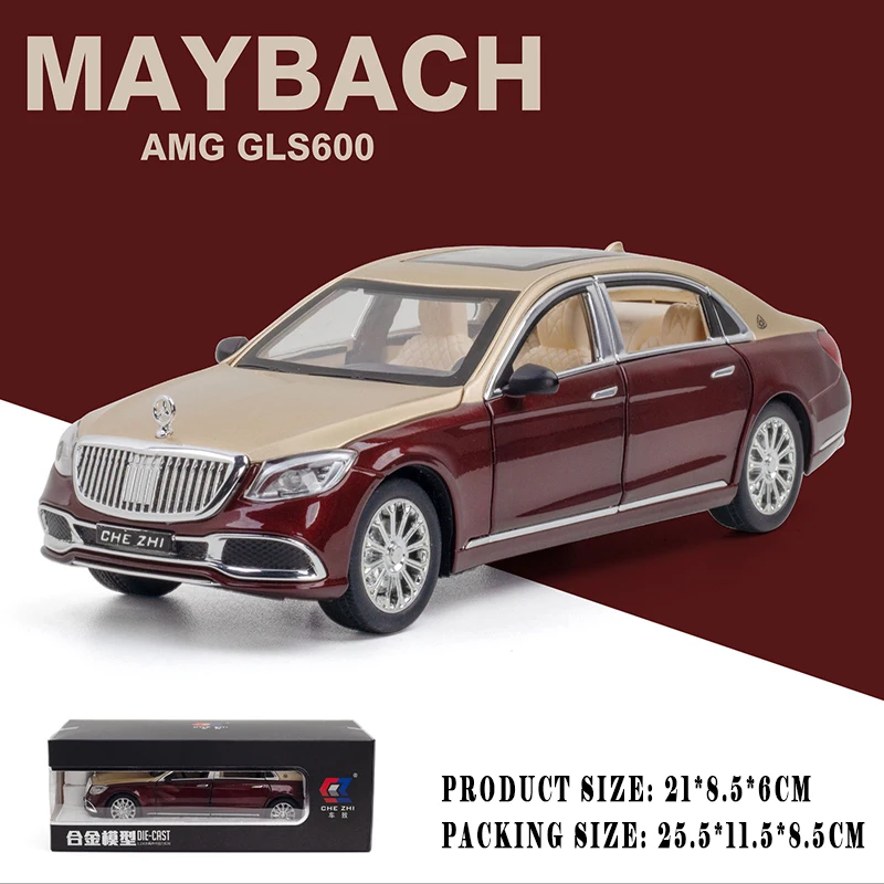 Модель автомобиля Maybach AMG GLS600 металлическая модель из сплава со звуком и