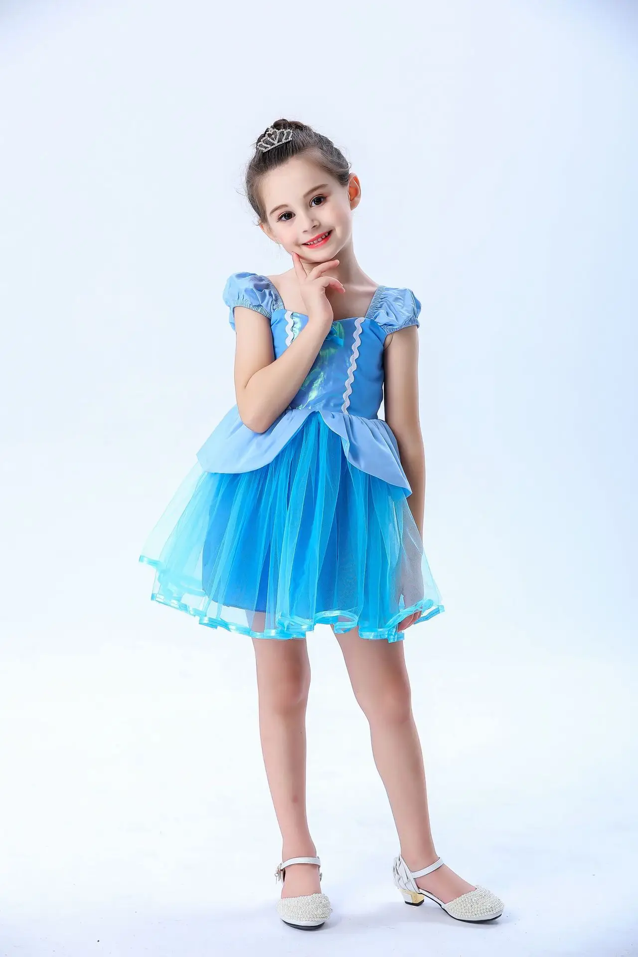 

Disney Little Girls Princess Dress Cartoon Puff Short Sleeve Animation Peripheral Cosplay Dress Casual Club Party Fancy Dresses