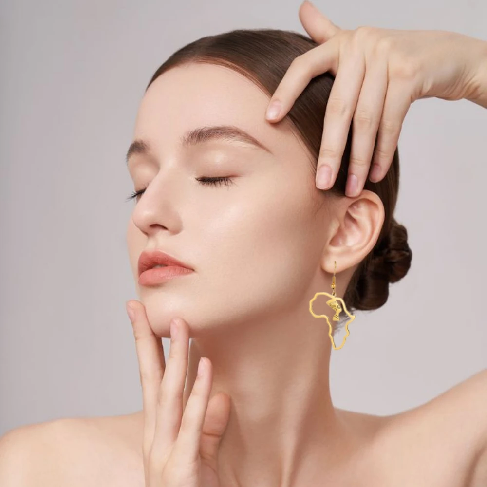 LIKGREAT африканская карта древние египетские серьги для женщин из нержавеющей