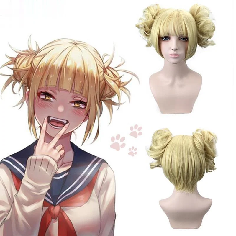 

Anime My Hero Academia Boku no Hero Academia Himiko Toga JK Wig Head Costume Cosplay Gold Wig