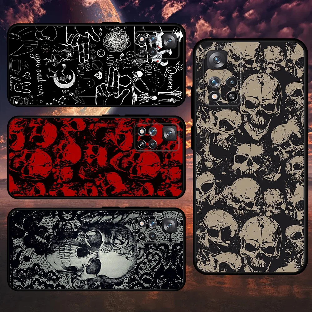 

YNDFCNB Gothic Skulls Fashion Bumper Case For Xiaomi Redmi Note 11 10 12 Pro 9 8 10C K40 9C 9A 7 Silicone Soft Phone Cover
