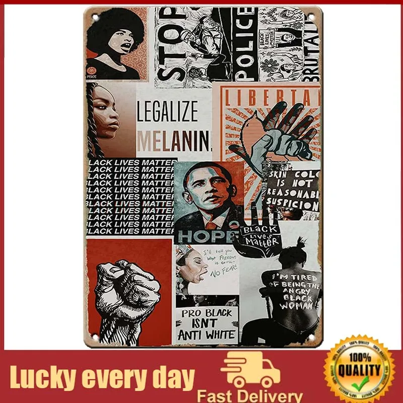 

Inspirational Black Lives Matter Metal Tin Sign Wall Decor Man Cave Bar, Black African American Afro Gift Metal Tin Sign Plaque